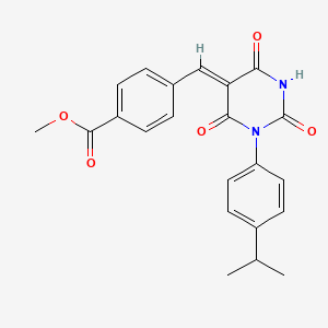 molecular formula C22H20N2O5 B3904567 methyl 4-[(Z)-[2,4,6-trioxo-1-(4-propan-2-ylphenyl)-1,3-diazinan-5-ylidene]methyl]benzoate 