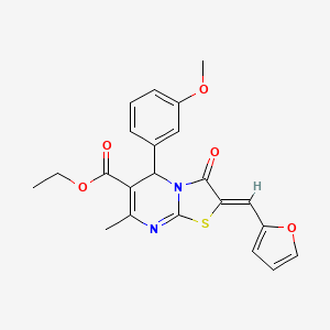 molecular formula C22H20N2O5S B3904611 ETHYL (2Z)-2-[(FURAN-2-YL)METHYLIDENE]-5-(3-METHOXYPHENYL)-7-METHYL-3-OXO-2H,3H,5H-[1,3]THIAZOLO[3,2-A]PYRIMIDINE-6-CARBOXYLATE 