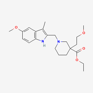 molecular formula C22H32N2O4 B3904673 ethyl 3-(2-methoxyethyl)-1-[(5-methoxy-3-methyl-1H-indol-2-yl)methyl]piperidine-3-carboxylate 