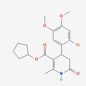 molecular formula C20H24BrNO5 B3904781 Cyclopentyl 4-(2-bromo-4,5-dimethoxyphenyl)-2-methyl-6-oxo-1,4,5,6-tetrahydropyridine-3-carboxylate 