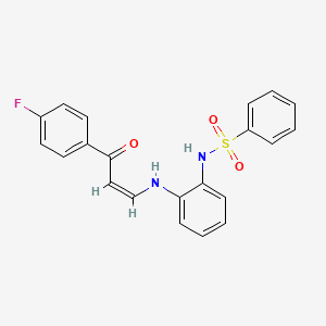 molecular formula C21H17FN2O3S B3904816 N-[2-[[(Z)-3-(4-fluorophenyl)-3-oxoprop-1-enyl]amino]phenyl]benzenesulfonamide 