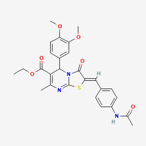 molecular formula C27H27N3O6S B3904824 ethyl 2-[4-(acetylamino)benzylidene]-5-(3,4-dimethoxyphenyl)-7-methyl-3-oxo-2,3-dihydro-5H-[1,3]thiazolo[3,2-a]pyrimidine-6-carboxylate 