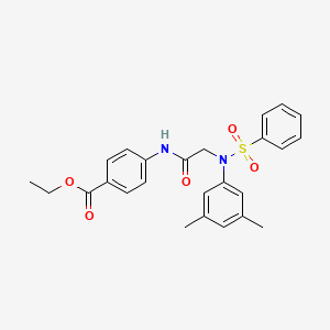 molecular formula C25H26N2O5S B3905105 ethyl 4-[[2-[N-(benzenesulfonyl)-3,5-dimethylanilino]acetyl]amino]benzoate 