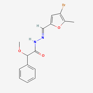 molecular formula C15H15BrN2O3 B3905110 N'-[(E)-(4-bromo-5-methylfuran-2-yl)methylidene]-2-methoxy-2-phenylacetohydrazide 