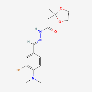 molecular formula C15H20BrN3O3 B3905144 N'-{(E)-[3-bromo-4-(dimethylamino)phenyl]methylidene}-2-(2-methyl-1,3-dioxolan-2-yl)acetohydrazide 