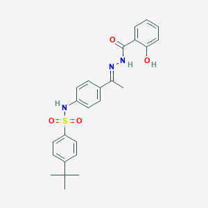 molecular formula C25H27N3O4S B390533 4-TERT-BUTYL-N-{4-[(1E)-1-{[(2-HYDROXYPHENYL)FORMAMIDO]IMINO}ETHYL]PHENYL}BENZENE-1-SULFONAMIDE 