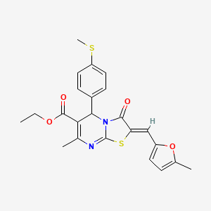 molecular formula C23H22N2O4S2 B3905509 ethyl (2Z)-7-methyl-2-[(5-methylfuran-2-yl)methylidene]-5-[4-(methylsulfanyl)phenyl]-3-oxo-2,3-dihydro-5H-[1,3]thiazolo[3,2-a]pyrimidine-6-carboxylate 