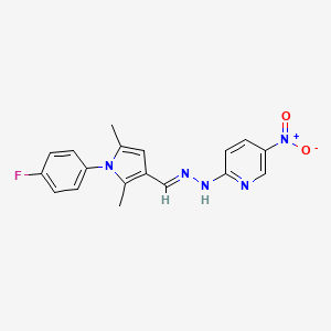 molecular formula C18H16FN5O2 B3905546 N-[(E)-[1-(4-fluorophenyl)-2,5-dimethylpyrrol-3-yl]methylideneamino]-5-nitropyridin-2-amine 