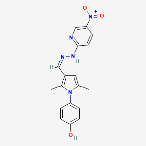 molecular formula C18H17N5O3 B3905639 4-[2,5-dimethyl-3-[(Z)-[(5-nitropyridin-2-yl)hydrazinylidene]methyl]pyrrol-1-yl]phenol 