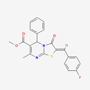 molecular formula C22H17FN2O3S B3905669 methyl (2Z)-2-[(4-fluorophenyl)methylidene]-7-methyl-3-oxo-5-phenyl-5H-[1,3]thiazolo[3,2-a]pyrimidine-6-carboxylate 