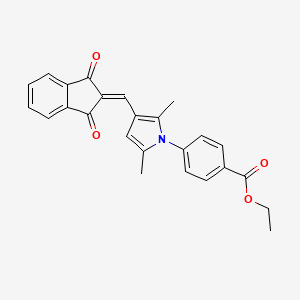 molecular formula C25H21NO4 B3905746 Ethyl 4-{3-[(1,3-dioxo-2,3-dihydro-1H-inden-2-ylidene)methyl]-2,5-dimethyl-1H-pyrrol-1-YL}benzoate 
