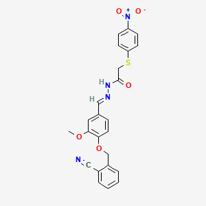 molecular formula C24H20N4O5S B3905875 N'-[(E)-{4-[(2-cyanobenzyl)oxy]-3-methoxyphenyl}methylidene]-2-[(4-nitrophenyl)sulfanyl]acetohydrazide 
