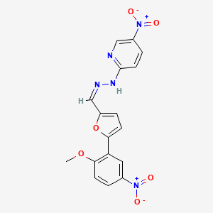 molecular formula C17H13N5O6 B3905880 N-[(Z)-[5-(2-methoxy-5-nitrophenyl)furan-2-yl]methylideneamino]-5-nitropyridin-2-amine 