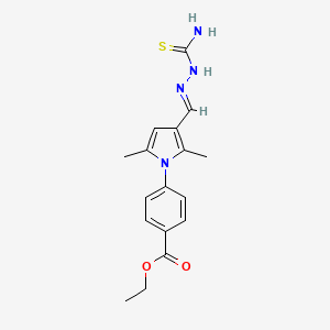 molecular formula C17H20N4O2S B3905976 ethyl 4-{3-[(E)-(2-carbamothioylhydrazinylidene)methyl]-2,5-dimethyl-1H-pyrrol-1-yl}benzoate 