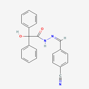 molecular formula C22H17N3O2 B3905980 N-[(Z)-(4-cyanophenyl)methylideneamino]-2-hydroxy-2,2-diphenylacetamide 