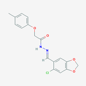 molecular formula C17H15ClN2O4 B390612 N'-[(E)-(6-chloro-1,3-benzodioxol-5-yl)methylidene]-2-(4-methylphenoxy)acetohydrazide 