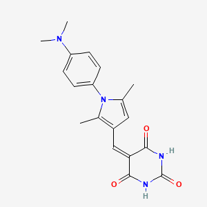 molecular formula C19H20N4O3 B3906276 5-({1-[4-(DIMETHYLAMINO)PHENYL]-2,5-DIMETHYL-1H-PYRROL-3-YL}METHYLIDENE)-1,3-DIAZINANE-2,4,6-TRIONE 