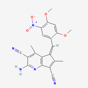 molecular formula C21H17N5O4 B3906339 (5Z)-2-amino-5-[(2,4-dimethoxy-5-nitrophenyl)methylidene]-4,6-dimethylcyclopenta[b]pyridine-3,7-dicarbonitrile 