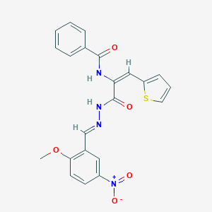 molecular formula C22H18N4O5S B390634 N-[1-[(2-{5-nitro-2-methoxybenzylidene}hydrazino)carbonyl]-2-(2-thienyl)vinyl]benzamide 