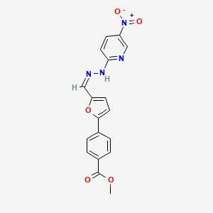 molecular formula C18H14N4O5 B3906352 methyl 4-[5-[(Z)-[(5-nitropyridin-2-yl)hydrazinylidene]methyl]furan-2-yl]benzoate 