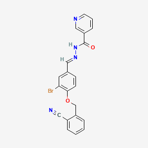 molecular formula C21H15BrN4O2 B3906520 N'-[(E)-{3-bromo-4-[(2-cyanobenzyl)oxy]phenyl}methylidene]pyridine-3-carbohydrazide 