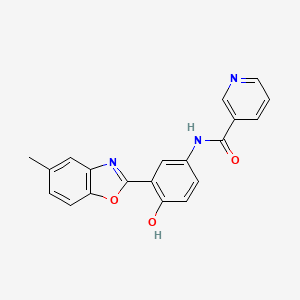 molecular formula C20H15N3O3 B3906557 N-[4-Hydroxy-3-(5-methyl-1,3-benzoxazol-2-YL)phenyl]pyridine-3-carboxamide 