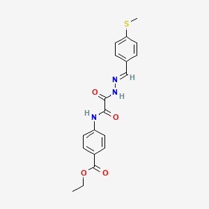 molecular formula C19H19N3O4S B3906578 ethyl 4-[[2-[(2E)-2-[(4-methylsulfanylphenyl)methylidene]hydrazinyl]-2-oxoacetyl]amino]benzoate 