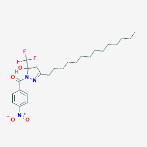 molecular formula C25H36F3N3O4 B390669 1-{4-nitrobenzoyl}-3-tetradecyl-5-(trifluoromethyl)-4,5-dihydro-1H-pyrazol-5-ol 