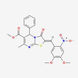 molecular formula C24H21N3O7S B3906936 Methyl (2Z)-2-[(4,5-dimethoxy-2-nitrophenyl)methylidene]-7-methyl-3-oxo-5-phenyl-2H,3H,5H-[1,3]thiazolo[3,2-A]pyrimidine-6-carboxylate 