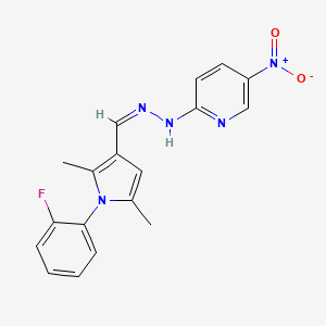 molecular formula C18H16FN5O2 B3907055 N-[(Z)-[1-(2-fluorophenyl)-2,5-dimethylpyrrol-3-yl]methylideneamino]-5-nitropyridin-2-amine 