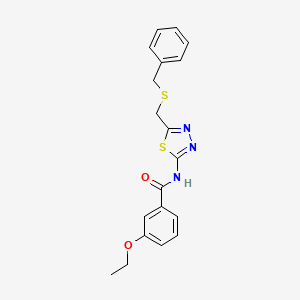 molecular formula C19H19N3O2S2 B3907258 N-{5-[(Benzylsulfanyl)methyl]-1,3,4-thiadiazol-2-YL}-3-ethoxybenzamide 