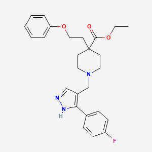 molecular formula C26H30FN3O3 B3907431 ethyl 1-[[5-(4-fluorophenyl)-1H-pyrazol-4-yl]methyl]-4-(2-phenoxyethyl)piperidine-4-carboxylate 
