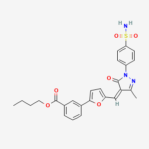 molecular formula C26H25N3O6S B3907438 butyl 3-[5-[(Z)-[3-methyl-5-oxo-1-(4-sulfamoylphenyl)pyrazol-4-ylidene]methyl]furan-2-yl]benzoate 