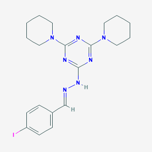 molecular formula C20H26IN7 B390769 2-[(2E)-2-[(4-IODOPHENYL)METHYLIDENE]HYDRAZIN-1-YL]-4,6-BIS(PIPERIDIN-1-YL)-1,3,5-TRIAZINE 