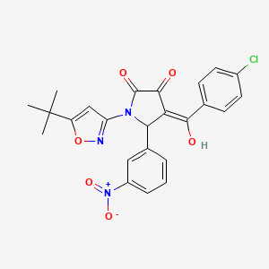 molecular formula C24H20ClN3O6 B3907921 (4E)-1-(5-tert-butyl-1,2-oxazol-3-yl)-4-[(4-chlorophenyl)-hydroxymethylidene]-5-(3-nitrophenyl)pyrrolidine-2,3-dione 