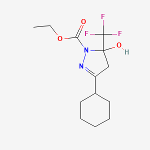 molecular formula C13H19F3N2O3 B3908044 ethyl 3-cyclohexyl-5-hydroxy-5-(trifluoromethyl)-4H-pyrazole-1-carboxylate 