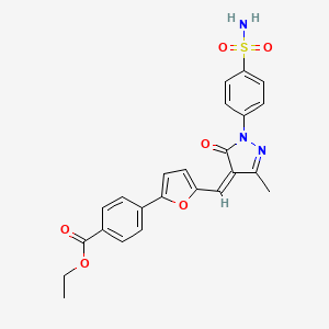 molecular formula C24H21N3O6S B3908155 ETHYL 4-(5-{[(4Z)-3-METHYL-5-OXO-1-(4-SULFAMOYLPHENYL)-4,5-DIHYDRO-1H-PYRAZOL-4-YLIDENE]METHYL}FURAN-2-YL)BENZOATE 