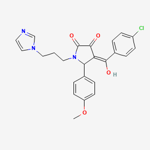 molecular formula C24H22ClN3O4 B3908326 4-(4-chlorobenzoyl)-3-hydroxy-1-[3-(1H-imidazol-1-yl)propyl]-5-(4-methoxyphenyl)-1,5-dihydro-2H-pyrrol-2-one 