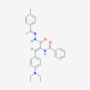 molecular formula C29H32N4O2 B390841 N-[2-[4-(diethylamino)phenyl]-1-({2-[1-(4-methylphenyl)ethylidene]hydrazino}carbonyl)vinyl]benzamide 