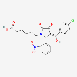 molecular formula C23H21ClN2O7 B3908425 6-[(3E)-3-[(4-chlorophenyl)-hydroxymethylidene]-2-(2-nitrophenyl)-4,5-dioxopyrrolidin-1-yl]hexanoic acid 