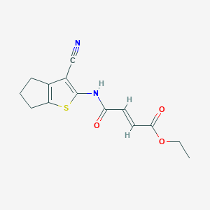 molecular formula C14H14N2O3S B3908509 ETHYL (2E)-3-({3-CYANO-4H,5H,6H-CYCLOPENTA[B]THIOPHEN-2-YL}CARBAMOYL)PROP-2-ENOATE 