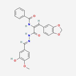 molecular formula C25H21N3O6 B3908550 N-(2-(1,3-benzodioxol-5-yl)-1-{[2-(3-hydroxy-4-methoxybenzylidene)hydrazino]carbonyl}vinyl)benzamide 