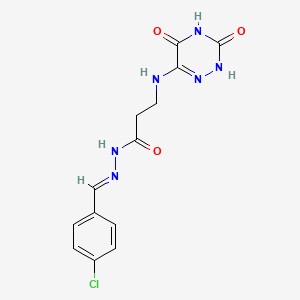 molecular formula C13H13ClN6O3 B3908566 N'-[(E)-(4-CHLOROPHENYL)METHYLIDENE]-3-[(3,5-DIOXO-2,3,4,5-TETRAHYDRO-1,2,4-TRIAZIN-6-YL)AMINO]PROPANEHYDRAZIDE 