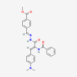 molecular formula C27H26N4O4 B3908572 methyl 4-(2-{2-(benzoylamino)-3-[4-(dimethylamino)phenyl]acryloyl}carbonohydrazonoyl)benzoate 