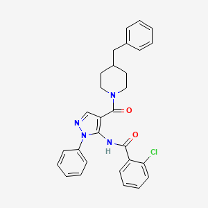 molecular formula C29H27ClN4O2 B3908632 N-[4-(4-BENZYLPIPERIDINE-1-CARBONYL)-1-PHENYL-1H-PYRAZOL-5-YL]-2-CHLOROBENZAMIDE 