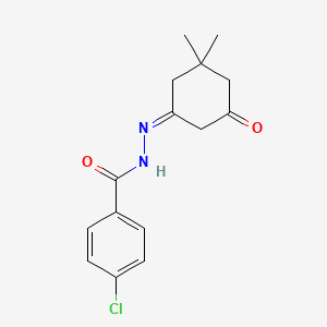 molecular formula C15H17ClN2O2 B3908680 4-chloro-N'-(3,3-dimethyl-5-oxocyclohexylidene)benzohydrazide 
