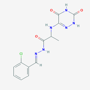 molecular formula C13H13ClN6O3 B3908764 N'-[(E)-(2-CHLOROPHENYL)METHYLIDENE]-2-[(3,5-DIOXO-2,3,4,5-TETRAHYDRO-1,2,4-TRIAZIN-6-YL)AMINO]PROPANEHYDRAZIDE 