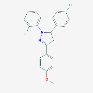 molecular formula C22H18ClFN2O B390897 4-[5-(4-chlorophenyl)-1-(2-fluorophenyl)-4,5-dihydro-1H-pyrazol-3-yl]phenyl methyl ether 