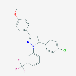 molecular formula C23H18ClF3N2O B390898 5-(4-chlorophenyl)-3-(4-methoxyphenyl)-1-[3-(trifluoromethyl)phenyl]-4,5-dihydro-1H-pyrazole 