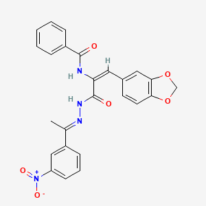 molecular formula C25H20N4O6 B3908984 N-[(E)-1-(1,3-benzodioxol-5-yl)-3-[(2E)-2-[1-(3-nitrophenyl)ethylidene]hydrazinyl]-3-oxoprop-1-en-2-yl]benzamide 